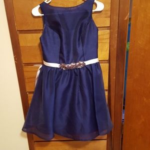 Purple NOIR by Lazaro bridesmaid cocktail dress